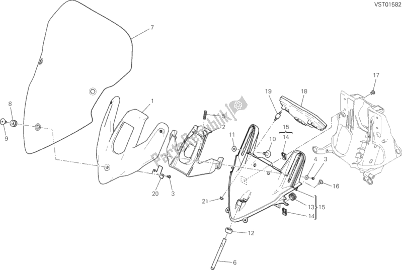 All parts for the Windshield of the Ducati Multistrada 1200 Enduro Touring 2017